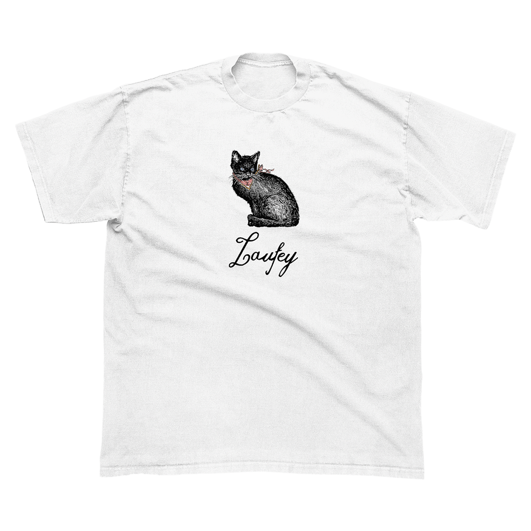 Black Cat White Tee