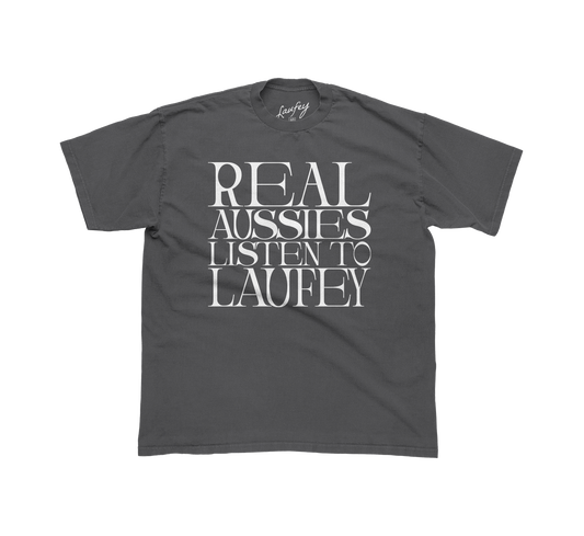 Real Aussies Listen to Laufey Charcoal T-Shirt