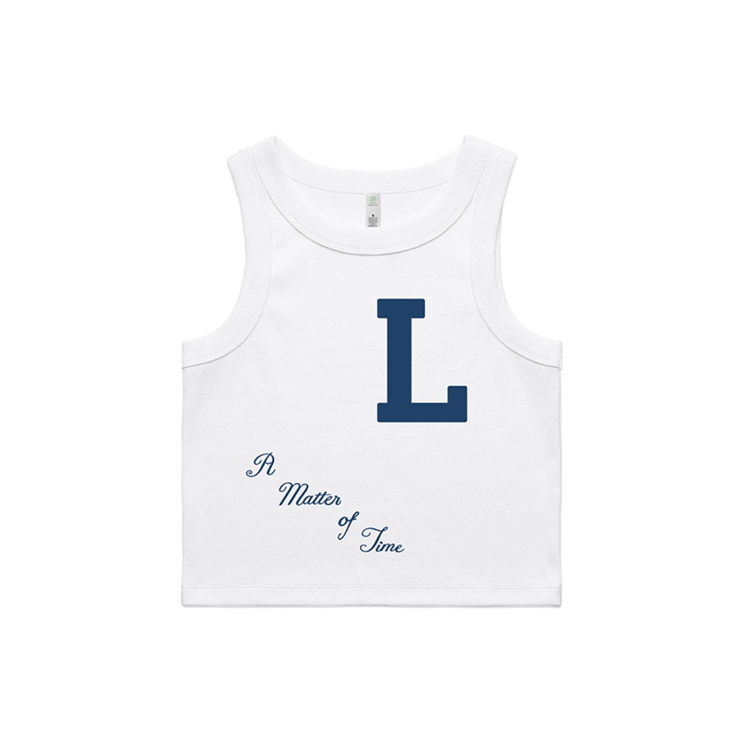 A Matter of Time Crop White Tank