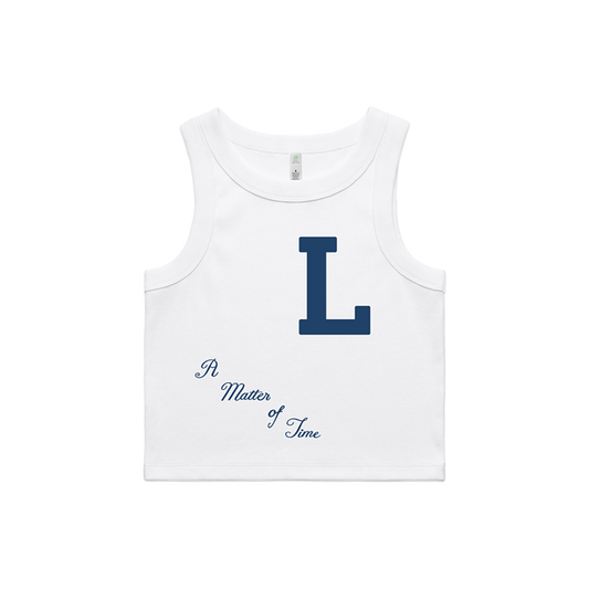 A Matter of Time Crop White Tank