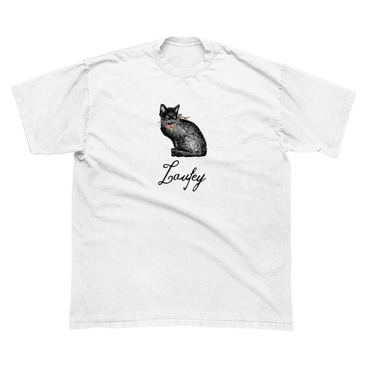 Black Cat White Tee